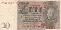 DE 20 Mk. Reichsbanknote , 20 Mark Schein -G 1- in gbr. DEU-184.a, Ros.174, P.81 , 1929 -