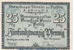 DE 25 Pf. Notgeld Vorschussverein Putlitz , 25 Pfennig Schein in kfr. Tieste 5815.10.25 -
