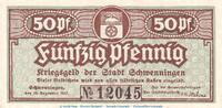 DE 50 Pf. Notgeld Stadt Schwenningen , 50 Pfennig Schein in gbr. Tieste 6785.05.01 , 1917 -