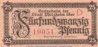 DE 25 Pf. Notgeld Stadt Pforzheim , 25 Pfennig Schein in kfr. Tieste 5595.05.10 von 1920 -