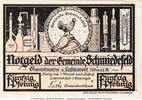 DE 50 Pf. Nr.1 Notgeld Gemeinde Schmiedefeld , 50 Pfennig -Gelb-rosa- Nr.1 in kfr. o.D. , TH -