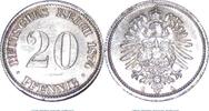 Kaiserreich 20 Pf. Silber Silbermünze , 20 Pfennig von 1874 -G-, ss - vz , Jäger 5 , Deutsches Kaiserreich -
