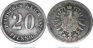 Kaiserreich 20 Pf. Silber Silbermünze , 20 Pfennig von 1875 -F-, s - ss , Jäger 5 , Deutsches Kaiserreich -