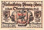 Notgeld 75 Pf. KN + Serie Oberglogau M-G 994.1.a , Notgeld 75 Pf. --KN und Serie-- in f-kfr. von 1921 OSL -