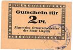 Kleingeld 1914-1922 DE 2 Pf. Liegnitz AOK Tieste 4080.05.50 , Notgeld 2 Pfennig Schein in kfr. o.D. Schlesien -