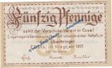 Notgeld 50 Pf. Cosel , Notgeld 50 Pfennig Schein in kfr. Tieste 1205.10.35 , Verkehrsausgabe -