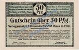 Notgeld DE 50 Pf. -MUSTER- Plaue , Notgeld 50 Pfennig MUSTER Schein in kfr. Tieste 5650.05.02.M Thüringen -