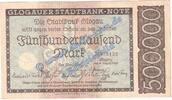 Inflation 1923 DE 500 Tsd. Mk. Glogau , Banknote 500.000 Mark Schein in gbr. Keller 1808.a-b Grossnotgeld 1923 -