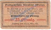 Notgeld De 25 Pf. Allendorf , Notgeld 25 Pfennig Schein in gbr-. Tieste 0035.05.02 , Hessen o.D. -