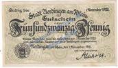 Notgeld De 25 Pf. Uerdingen , Notgeld 25 Pfennig Schein in kfr. Tieste 7510.05.10 , Rheinland 1918 -