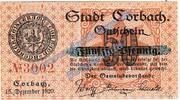Notgeld De 50 Pf. Corbach , Notgeld 50 Pfennig -KN 4-stell- in kfr. Tieste 1200.05.02-06 , Hessen -