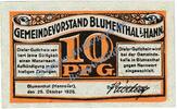 Kleingeld 1914-1922 DE 10 Pf. Blumenthal , Notgeld 10 Pfennig Schein in kfr. Tieste 0760.10.20 , NDS von 1920 -