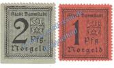 Notgeld DE 2 Scheine kpl. Darmstadt , Notgeld Set mit 2 Scheinen in kfr. Tieste 1300.15.35-36 , Hessen o.D -