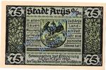 Serienscheine DE 75 Pf. Arys , Notgeld 75 Pfennig Schein in kfr. M-G 47.1 , Ostpreussen von 1921 -