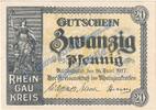 Notgeld De 20 Pf. -mit WZ- Rüdesheim , Notgeld 20 Pfennig -mit WZ- in kfr. Tieste 6280.05.06 , Hessen 1917 -