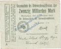 20 Mia. Mk. 1923 Großnotgeld Inflation De Montabaur , Banknote 20 Milliarden Mark Schein in gbr. Keller 5308.v Hessen 1923 zirkuliert , 3