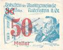 Notgeld AT 50 He. Rabenstein , Notgeld 50 Heller Überdruck Schein in kfr. K-K S.808.VI.a NOE 1920 -