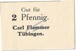 Notgeld De 2 Pf. Tübingen , Notgeld 2 Pfennig Schein in kfr. Tieste 7480.10.02 , Württemberg o.D. -