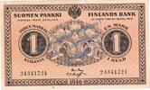 Banknote Finnland 1 Mark - 1 Guld Finnland , 1 Mark - 1 Goud Schein in f-kfr. P.19 von 1916 , Finnische Bank -