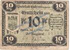 Notgeld De 10 Pf. Guhrau , Notgeld 10 Pfennig Schein in gbr. Tieste 2660.10.10 , Schlesien 1918 -