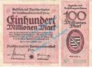 Inflation DE 100 Mio. Mk. Pirna , Notgeld 100 Millionen Mark Schein in gbr. Keller 4322.e , Sachsen 1923 -