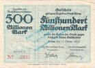 Inflation DE 500 Mio. Mk. Pirna , Notgeld 500 Millionen Mark Schein in gbr. Keller 4316.c , Sachsen 1923 -