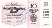 Inflation DE 10 Mia. Mk. Pirna , 10 Milliarden Mark , Ausgabe zur 9. Kreismünzausstellung , Sachsen 1983 -
