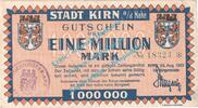 Inflation DE 1 Mio. Mk. Kirn , Notgeld 1 Million Mark Schein in gbr. Keller 2658.c , Rheinland von 1923 -