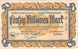 Inflation DE 50 Mio. Mk. Kreuznach , Notgeld 50 Millionen Mark Schein in gbr. Keller 2813.a , Rheinland -