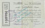 Inflation DE 1 Mio. Mk. Niederlahnstein , Notgeld 1 Million Mark Schein in gbr. Keller 3918.b , Hessen -