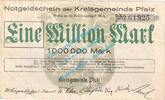 Inflation DE 1 Mio. Mk. Speyer , Notgeld 1 Million Mark Schein in gbr. Keller 4286.a , Pfalz von 1923 -