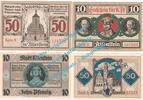 Serienscheine DE 4 Scheine kpl. Allenstein , Notgeld 2 Sets mit 4 Scheinen in kfr. M-G 13.1-2 , Ostpreussen 1921 -