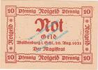 Notgeld DE 10 Pf. -sämisch- Waldenburg , Notgeld 10 Pfennig Schein -sämisch- in kfr. M-G 1371.16.c SLN 1921 -