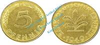Kursmünze DE 5 Pf. -BDL- Kursmünze BDL , 5 Pfennig Stück vz - Stgl. von 1949 F , J.377 -0522- -