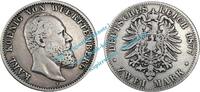Württemberg 2 Mk. Kursmünze Württemberg , 2 Mark Stück -Karl- in s - ss. von 1877 F , J.172 -0479- -