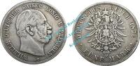 Preussen 5 Mk. -Silber- Kursmünze Preussen , 5 Mark Stück -Wilhelm I- s-ss von 1876 A , J.97 -0553- -