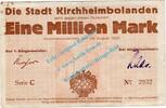 Inflation DE 1 Mio. Mk. Kirchheimbolanden , Notgeld 1 Million Mark -Stadthaus- in gbr. Keller 2652.h -