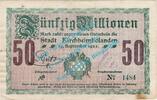 Inflation DE 50 Mio. Mk. Kirchheimbolanden , Notgeld 50 Millionen Mark -Blume- in gbr. Keller 2652.w -