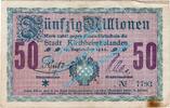 Inflation DE 50 Mio. Mk. Kirchheimbolanden , Notgeld 50 Millionen Mark -Stern- in gbr. Keller 2652.v -