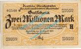 Inflation DE 2 Mio. Mk. Karlsruhe , Notgeld 2 Millionen Mark Schein in gbr. Keller 2583.a , Baden 1923 -