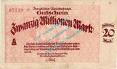 Inflation DE 20 Mio. Mk. Karlsruhe , Notgeld 20 Millionen Mark Schein in gbr. Keller 2583.b , Baden 1923 -