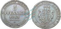 Königreich Sachsen 5 Pf. Königreich Sachsen , 5 Pfennig Stück -s- von 1863 B , J.123 -0562- -