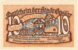Notgeld DE 10 Pf. Goslar , Notgeld 10 Pfennig Schein in kfr. Tieste 2375.05.05 Niedersachsen 1918 -