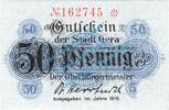 Notgeld DE 50 Pf. Gera , Notgeld 50 Pfennig Schein in kfr. Tieste 2180.20.26 , Thüringen 1919 -