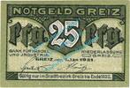Notgeld DE 25 Pf. Greiz , Notgeld 25 Pfennig Schein in kfr. Tieste 2445.05.11 , Thüringen von 1921 -