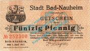 Notgeld DE 50 Pf. Nr.3 Bad Nauheim , Notgeld 50 Pfennig Nr.3 -grau- in kfr. M-G 925.2.a , Hessen 1917 -