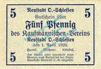 Notgeld DE 5 Pf. Neustadt , Notgeld 5 Pfennig Schein in kfr. Tieste 4960.15.01 , Schlesien 1920 -