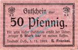 Notgeld DE 50 Pf. Neustadt , Notgeld 50 Pfennig Schein in kfr. Tieste 4960.10.65 , Schlesien 1919 -