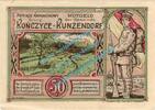 Notgeld DE 50 Pf. Kunzendorf , Notgeld 50 Pfennig Schein in kfr. M-G 750.1.a , Oberschlesien 1922 -