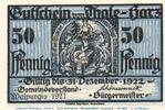 Serienscheine DE 50 Pf. -FEHLDRUCK- Notgeld Thale 1320... 50 Pfennig Fehldruck kfr. --WZ und Walpurgis ganz links-- -